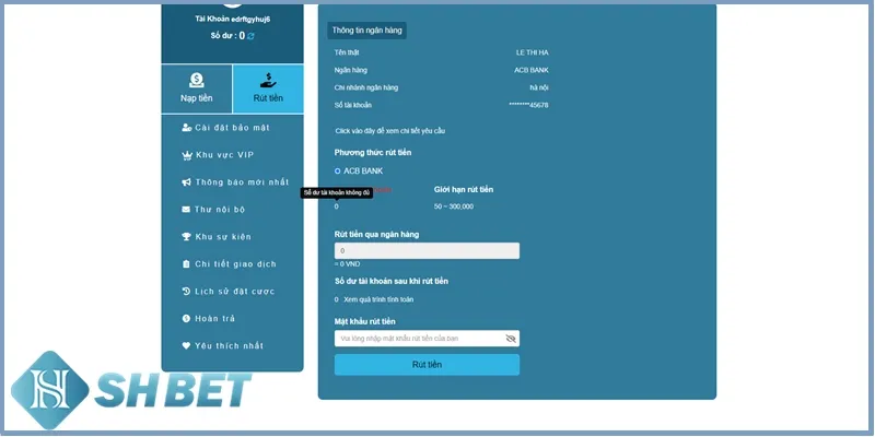Rút tiền SHBET